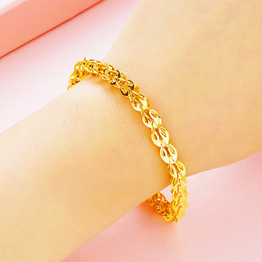 Women's Placer Gold Glossy Phoenix Tail Brass Gold-plated Bracelets