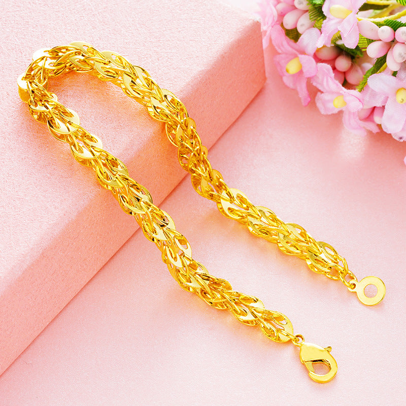 Women's Placer Gold Glossy Phoenix Tail Brass Gold-plated Bracelets