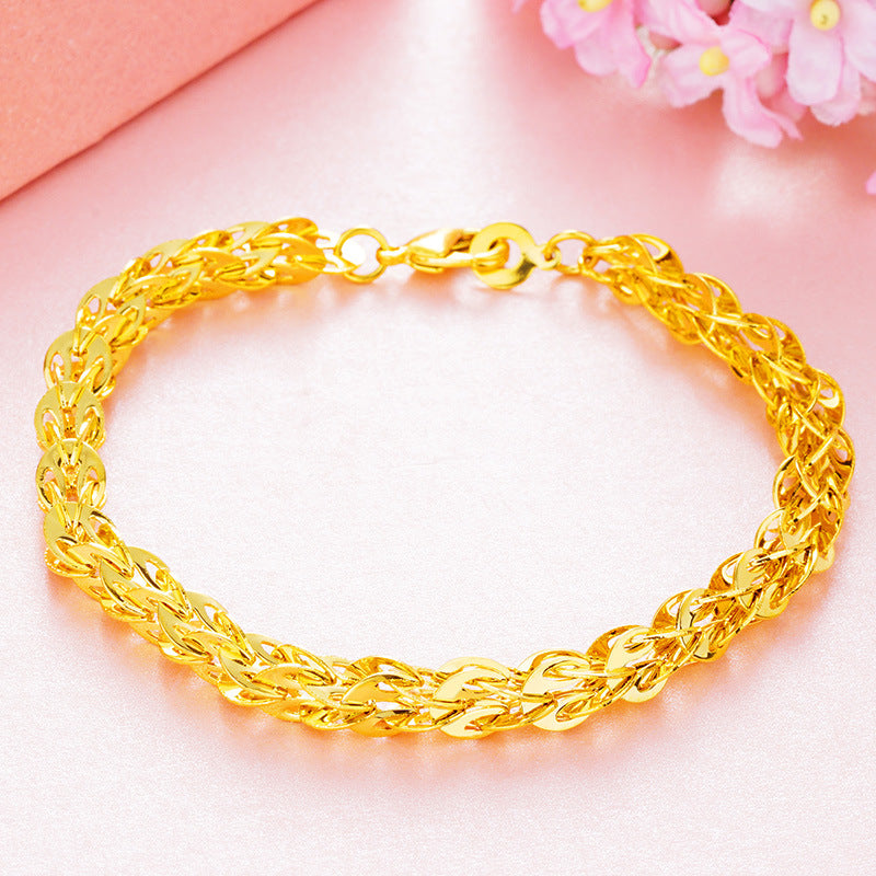 Women's Placer Gold Glossy Phoenix Tail Brass Gold-plated Bracelets