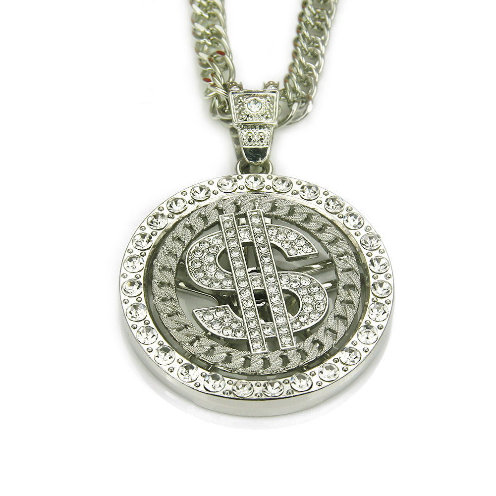 Hip Hop Cool Fashion Usd Rotating Pendant Neck Necklaces