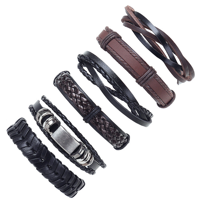 Simple Vintage Weave Cattle Leather Carrying Bracelets