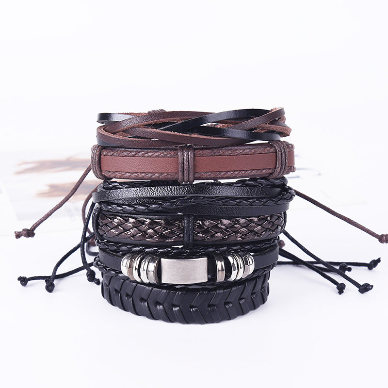 Simple Vintage Weave Cattle Leather Carrying Bracelets