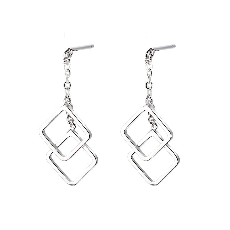 Cat Ning Geometric Square Simple Design Rhombus Earrings