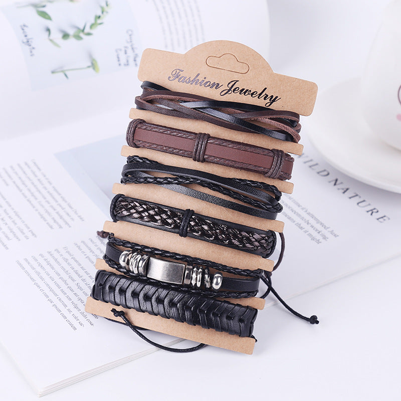 Simple Vintage Weave Cattle Leather Carrying Bracelets