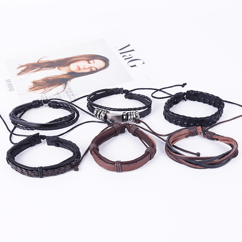 Simple Vintage Weave Cattle Leather Carrying Bracelets