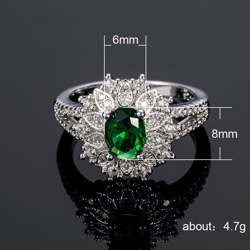 Women's Exquisite Flower-shaped Emerald Zircon For Rings