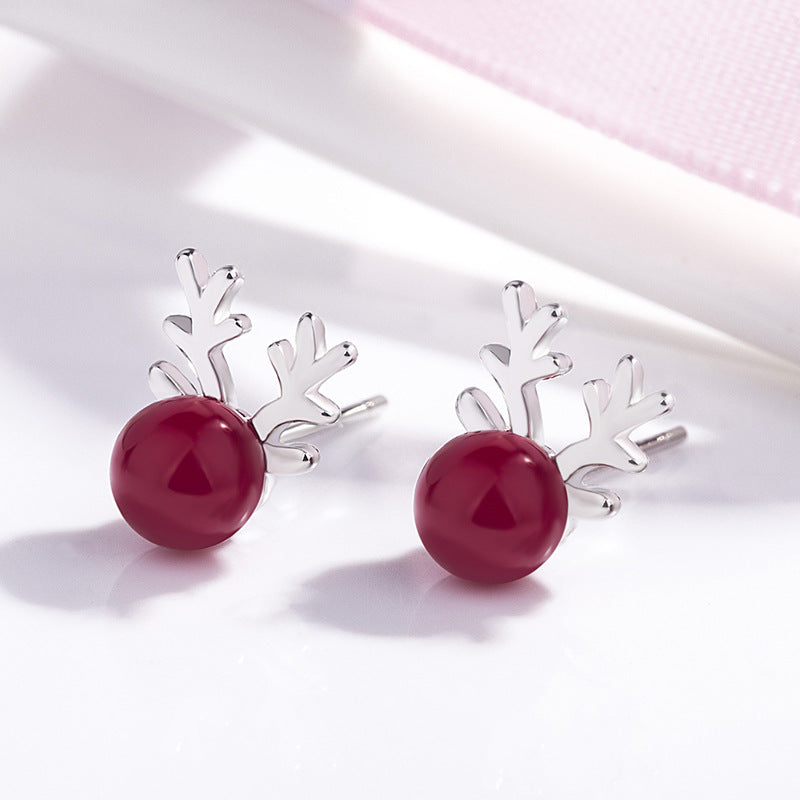 Boucles d'oreilles en forme de grenade et d'élan artistique Mori de style coréen pour femmes