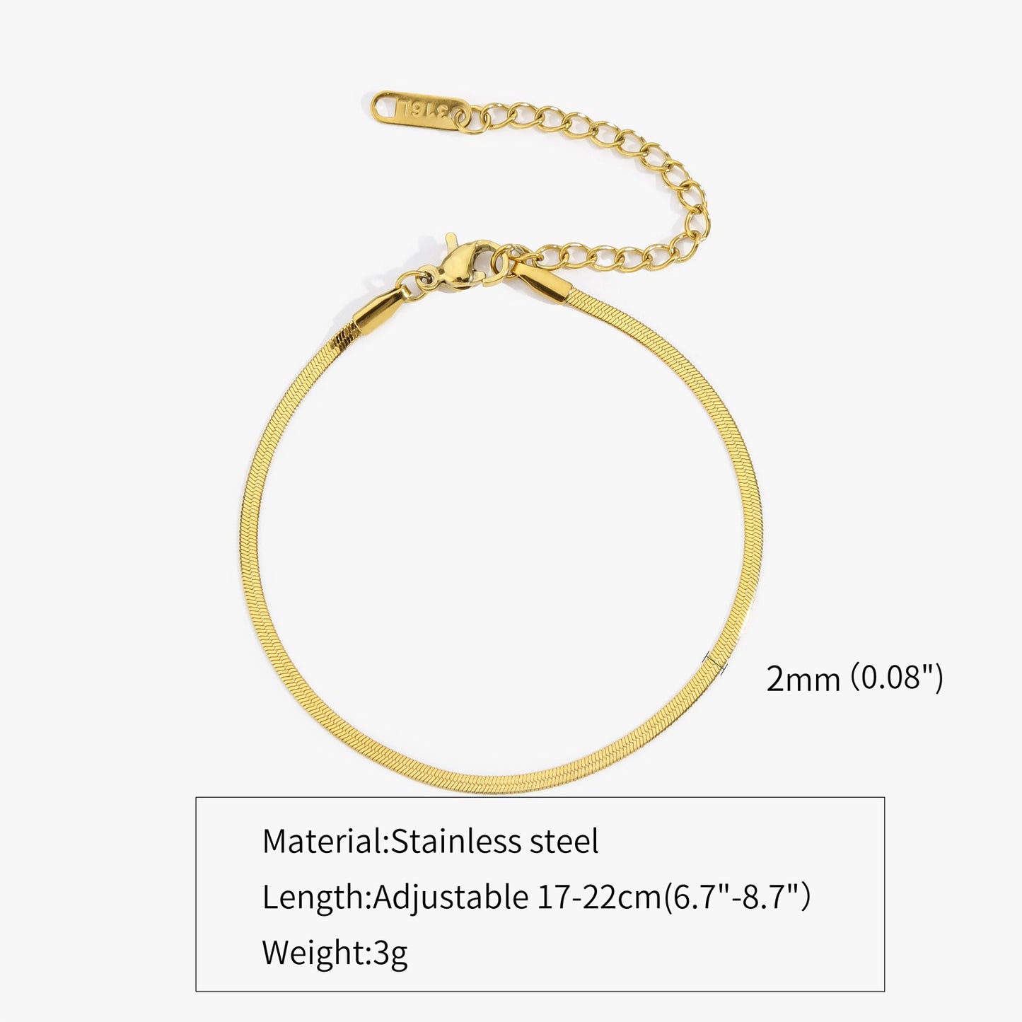 Women's Simple Trendy Steel Peptide Gold-plated Chain Like Bracelets