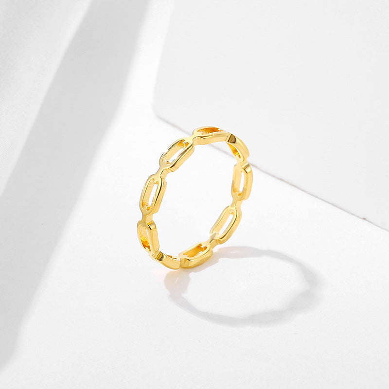 Small Chain Female Personality Rectangular Stainless Ring