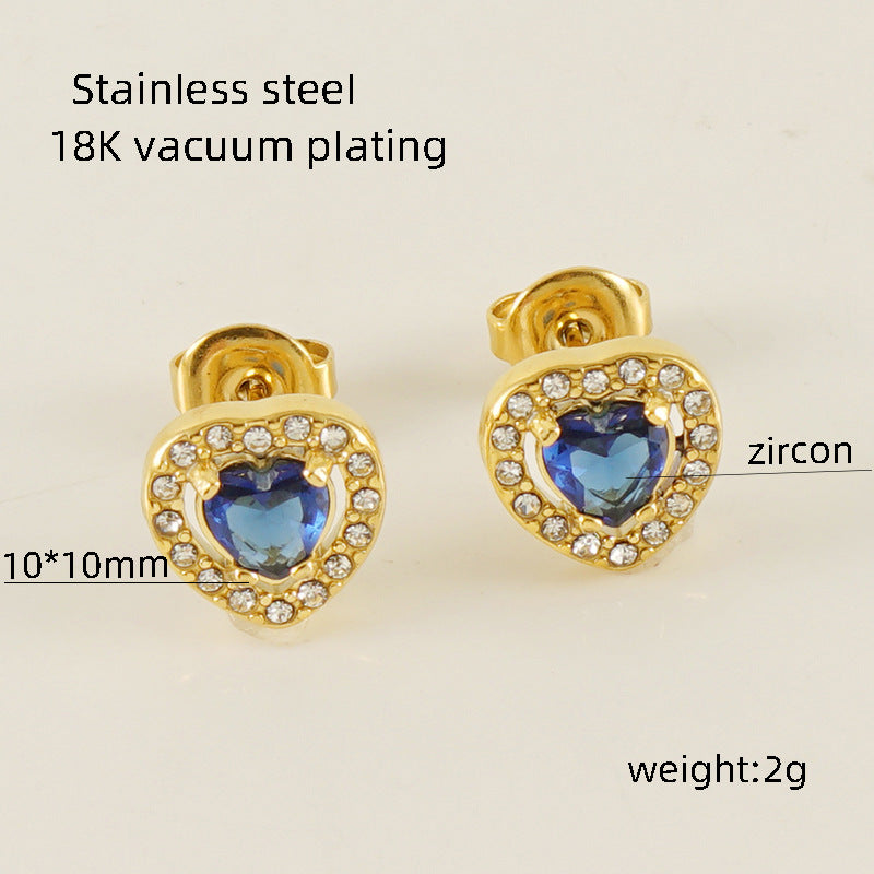 Women's Titanium Steel Zircon Stainless Square High-grade Earrings