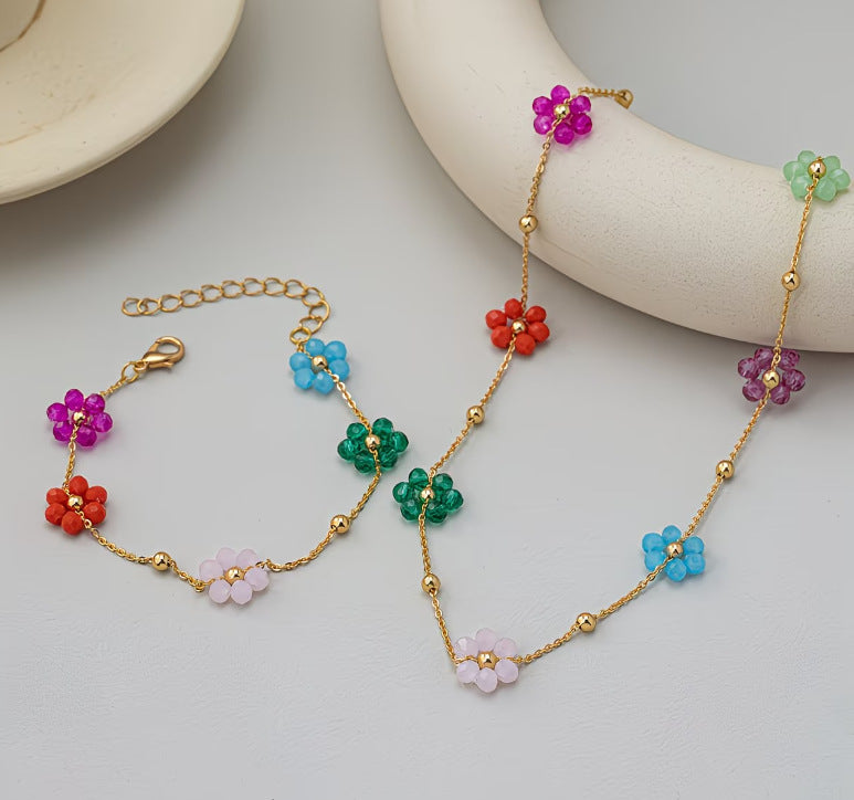 Women's Design Stainless Steel Gold-plated Handmade Colored Necklaces