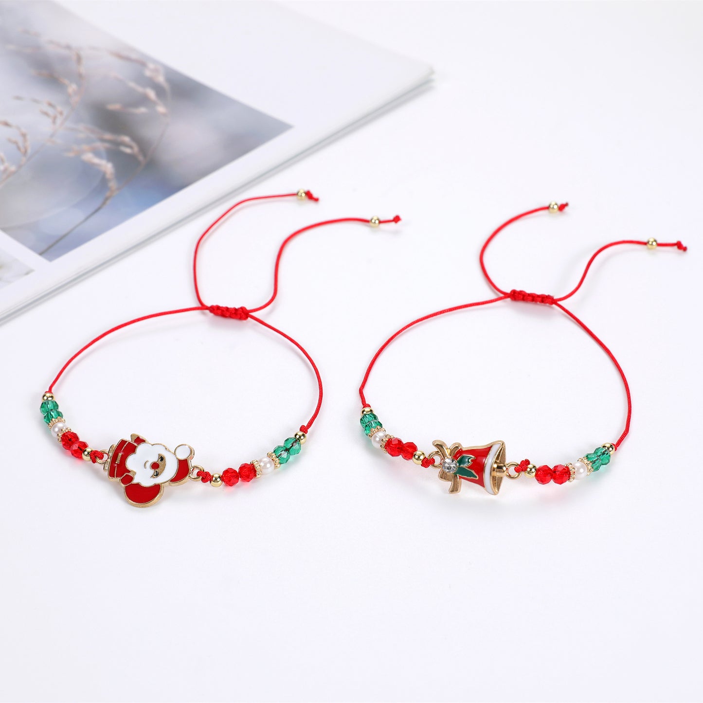 Bell Christmas Tree Crystal String Beads Bracelets