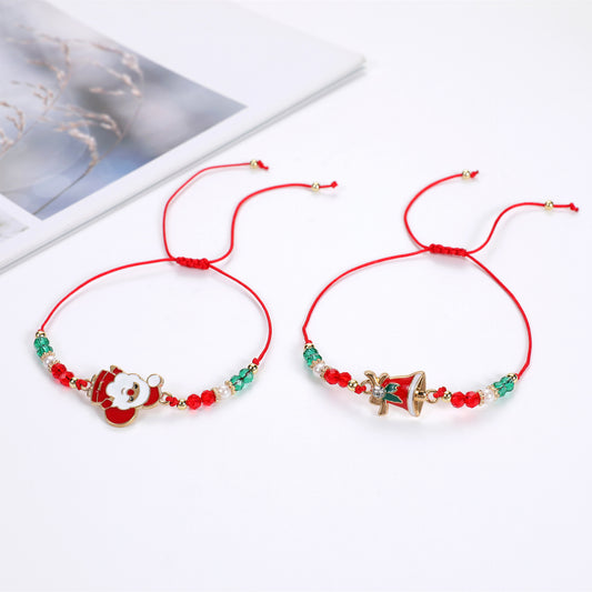 Bell Christmas Tree Crystal String Beads Bracelets