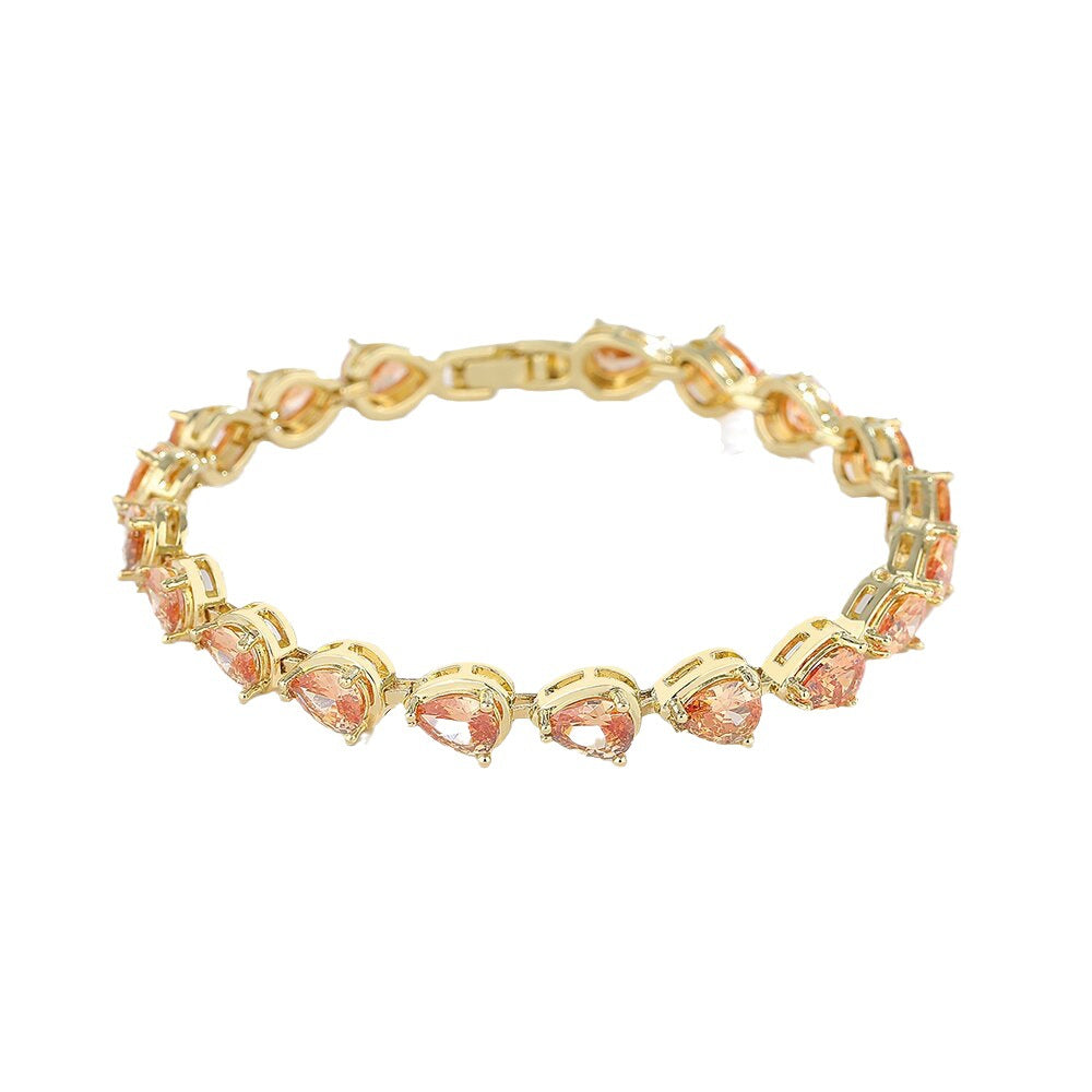 Bracelets goutte d'eau de Niche en Zircon Champagne pour femmes, diffusion en direct