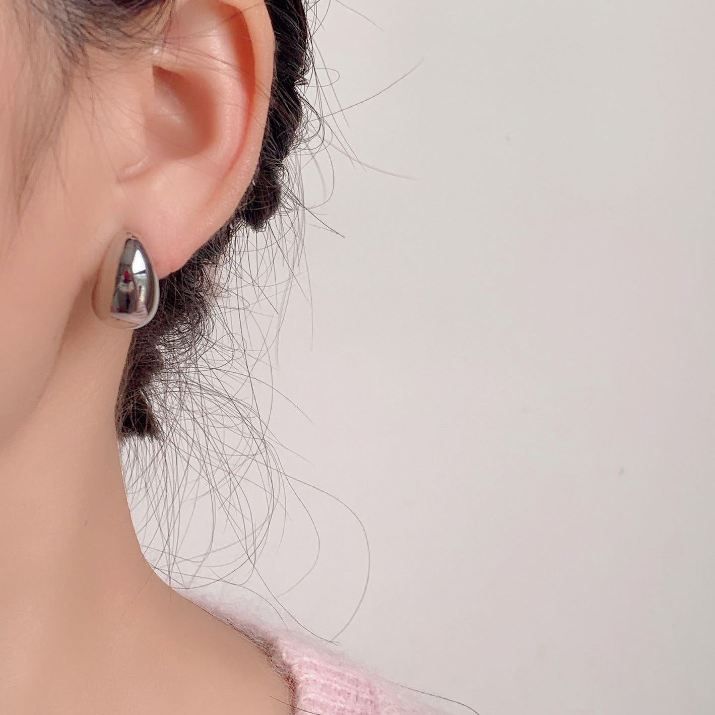 Mosquito Coil Cold Style Metal Water Drop Simple Ear Clip