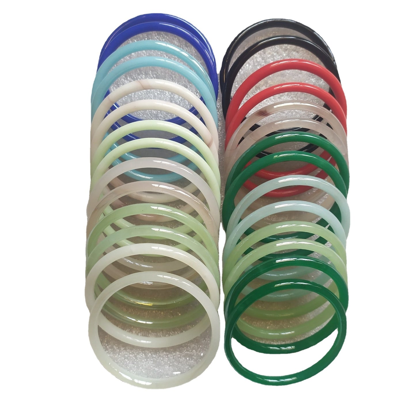 Transparent Glass Imitation Jade Jingle Round Bar Ancient Style Versatile Bracelet