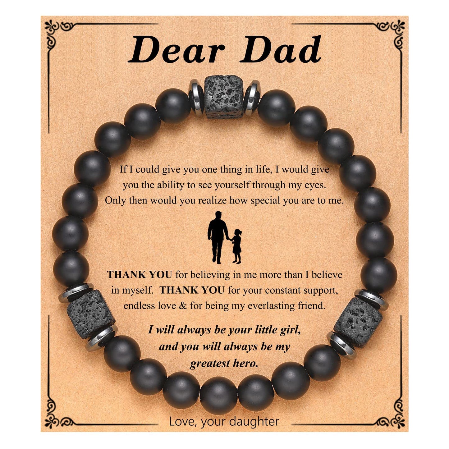 Frosted Square Volcanic Stone Father's Day Bracelets