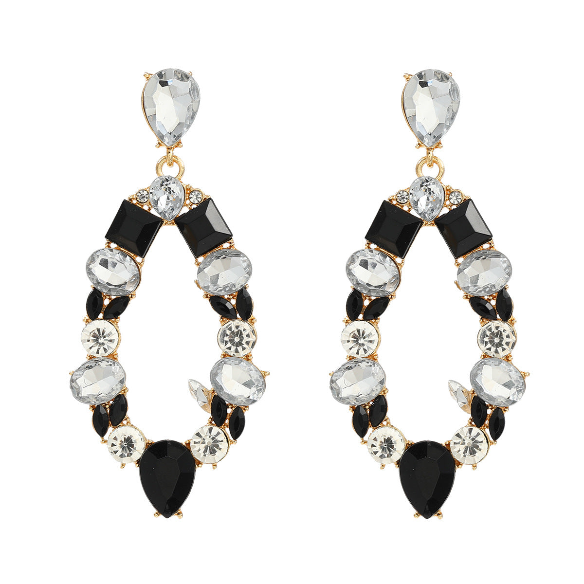 Women's Trendy Colorful Crystals Exaggerated Geometric Simple Earrings