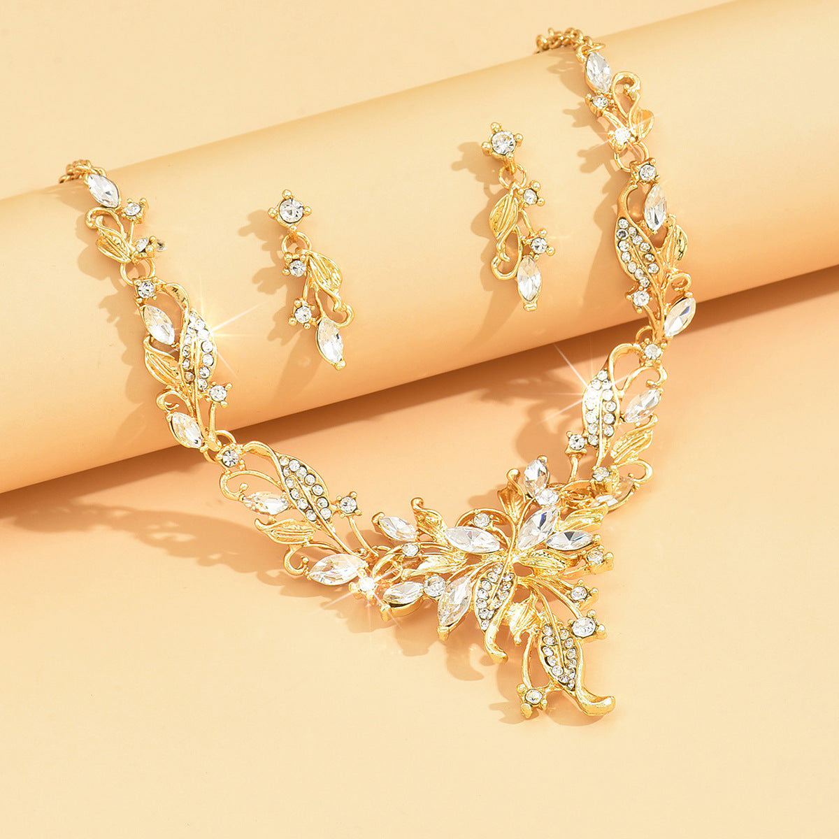 Diamond Water Drop Geometry Light Luxury Minority High Sense Dress Jewelry Set