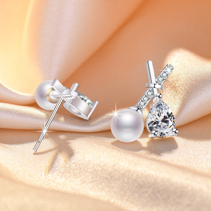 Cross Elegant French Pearl Light Luxury Minority Earrings