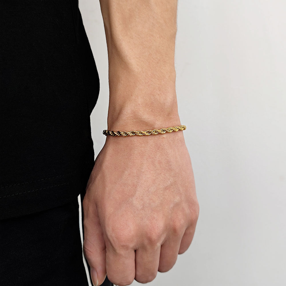 Bracelets de mode en chaîne de fleurs de chanvre en acier inoxydable pour hommes