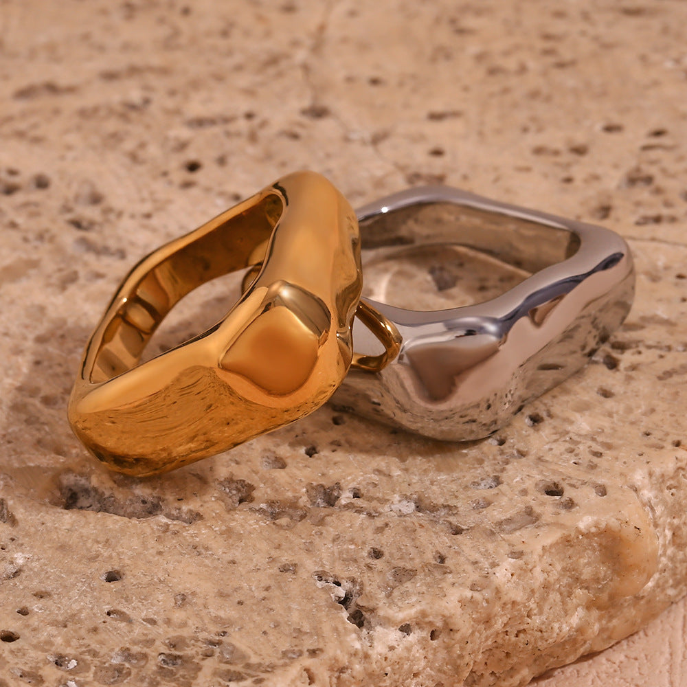 Fashion Simple Niche Stainless Steel Gold-plated Ring