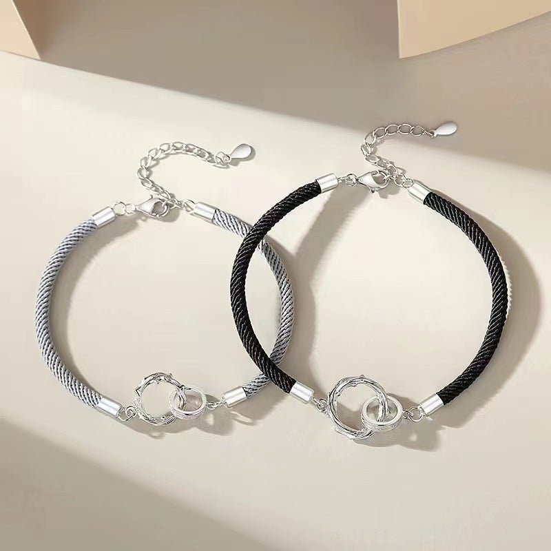 Women's & Men's Thorn Couple Design Double Woven Hand Strap Girlfriends Birthday Bracelet