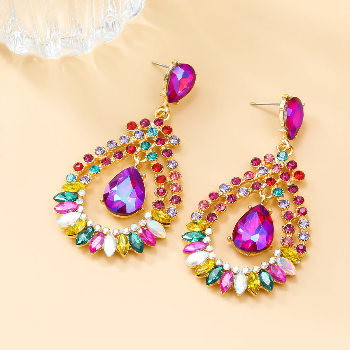 Women's Colorful Crystals Drop-shaped For Splendid Diamond Earrings