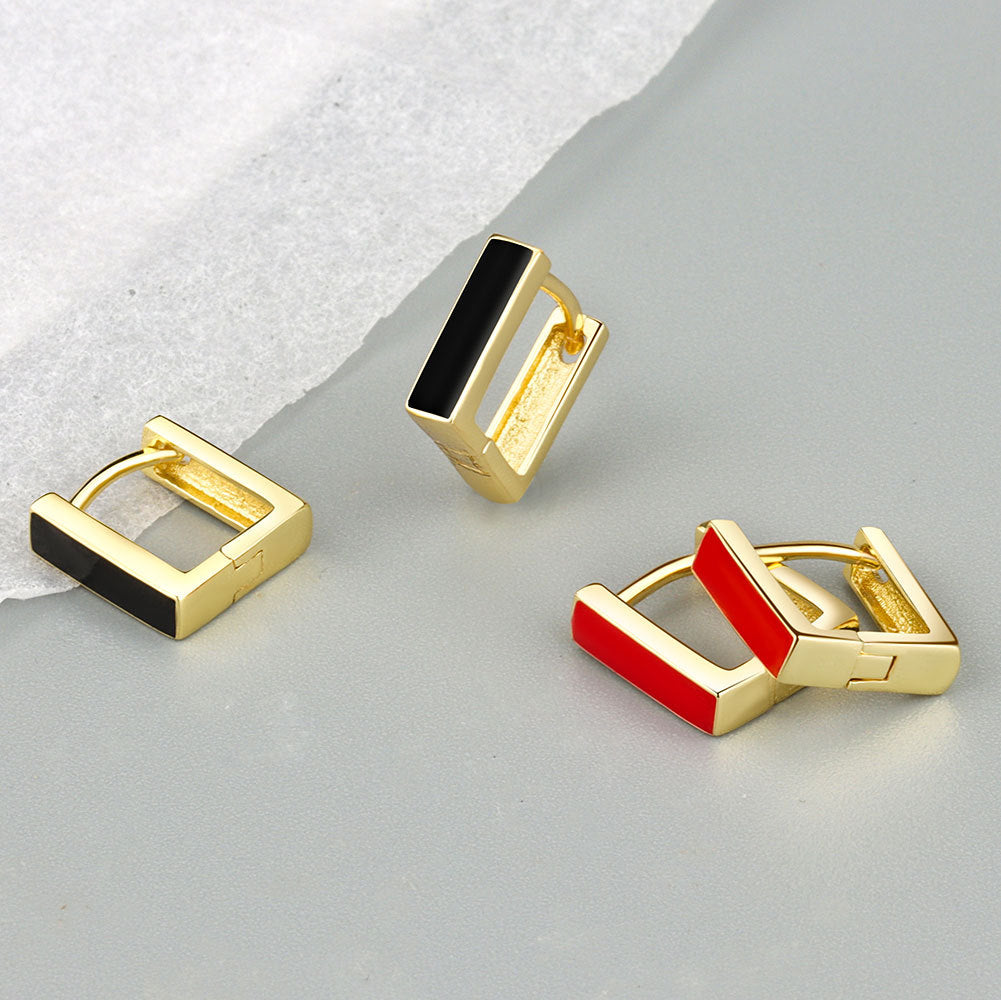 Small Fashion Three-dimensional Square Epoxy Female Earrings