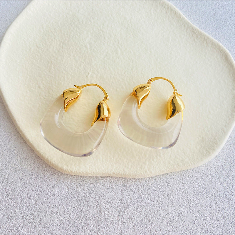 Women's Niche High-grade U-shaped Hawksbill Color Resin Earrings