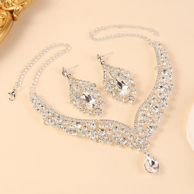 Big Water Drop Full Diamond Two-piece Bride Luxury Jewelry Set