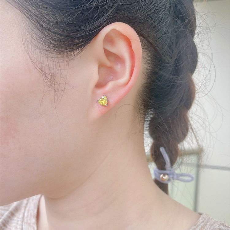 Temperament Colorful Zircon Crystal Peach Female Stud Earrings
