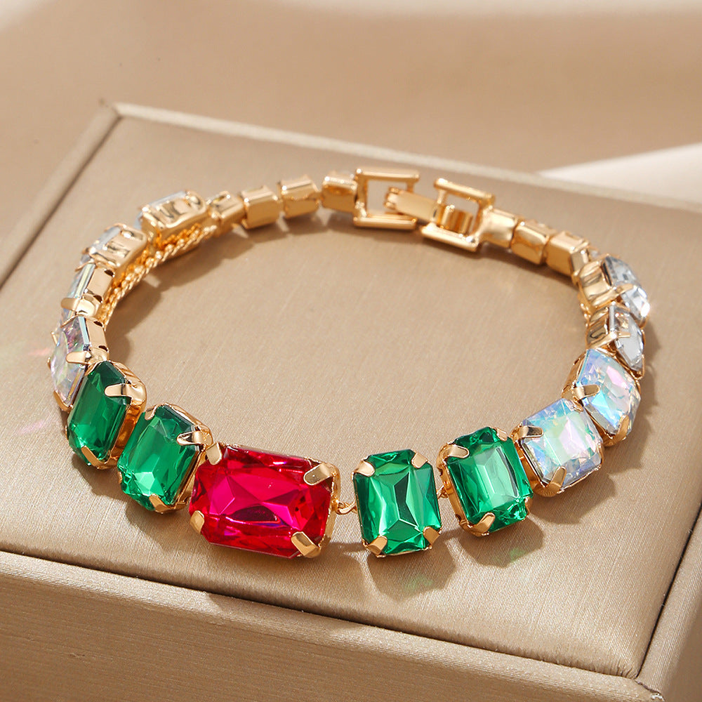 Colorful Gem Emerald High-grade Rose Ruby Bracelet