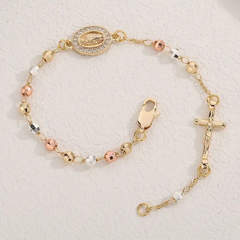 Cross Bead Diamond Copper Color Light Luxury Necklaces
