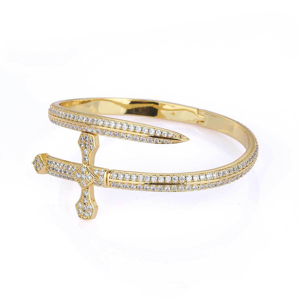 Men's Sword Cross Fashion Personality Zircon High Bracelets