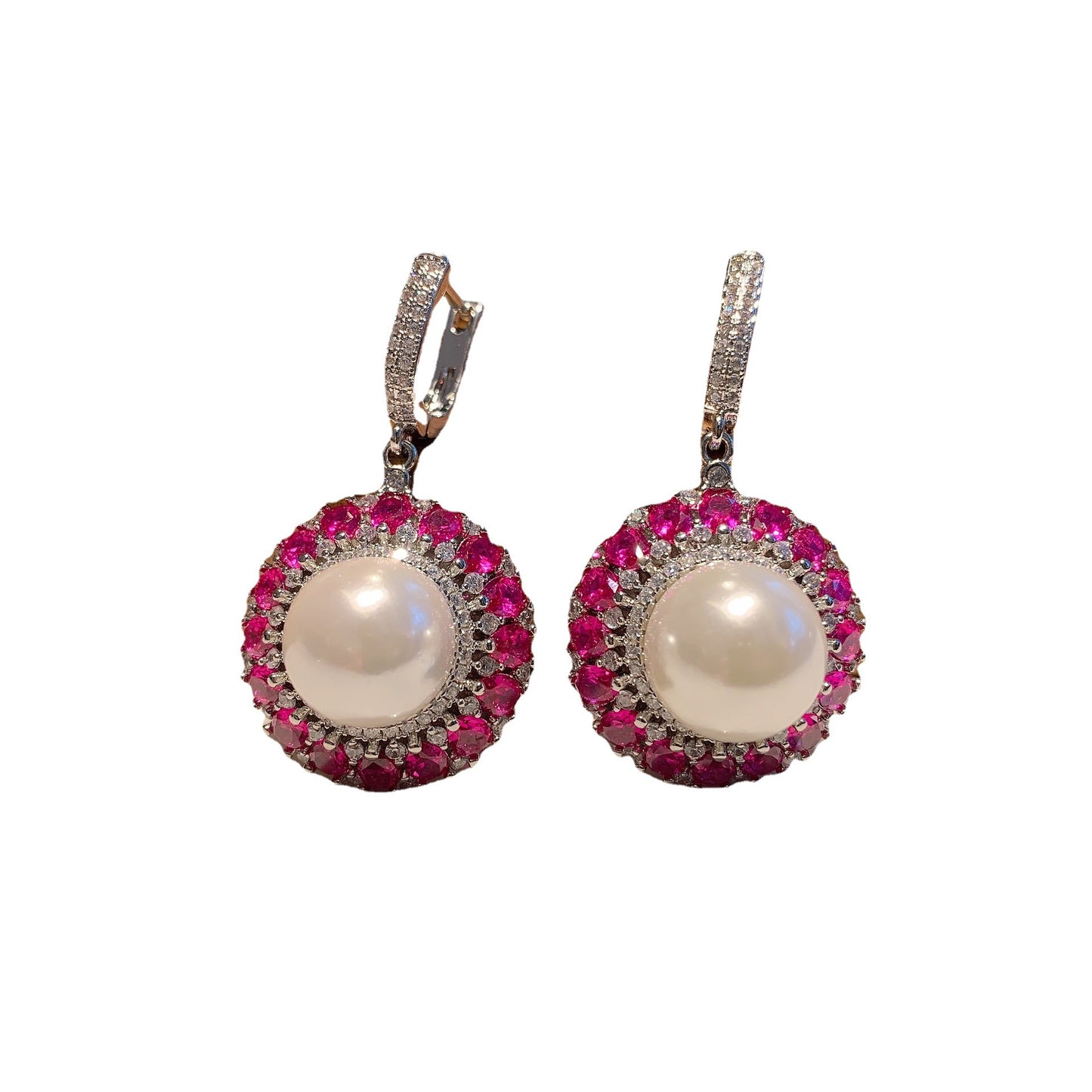 Women's Live Pearl Retro High Class Elegant Red Earrings