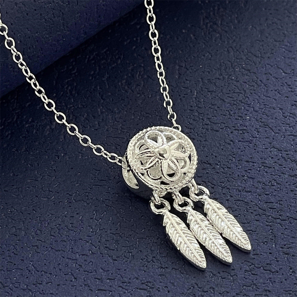 Slouchy Versatile Sier Plated Dream Catcher Necklace