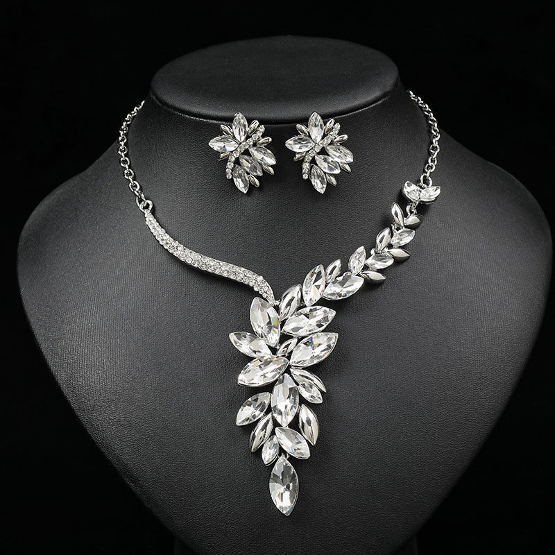 Bridal Alloy Diamond Crystal Glass Color Necklaces
