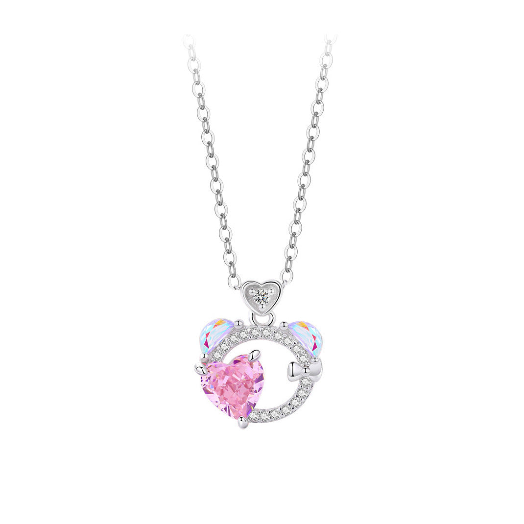 Women's Sterling Sier Colorful Zircon Advanced Design Necklaces