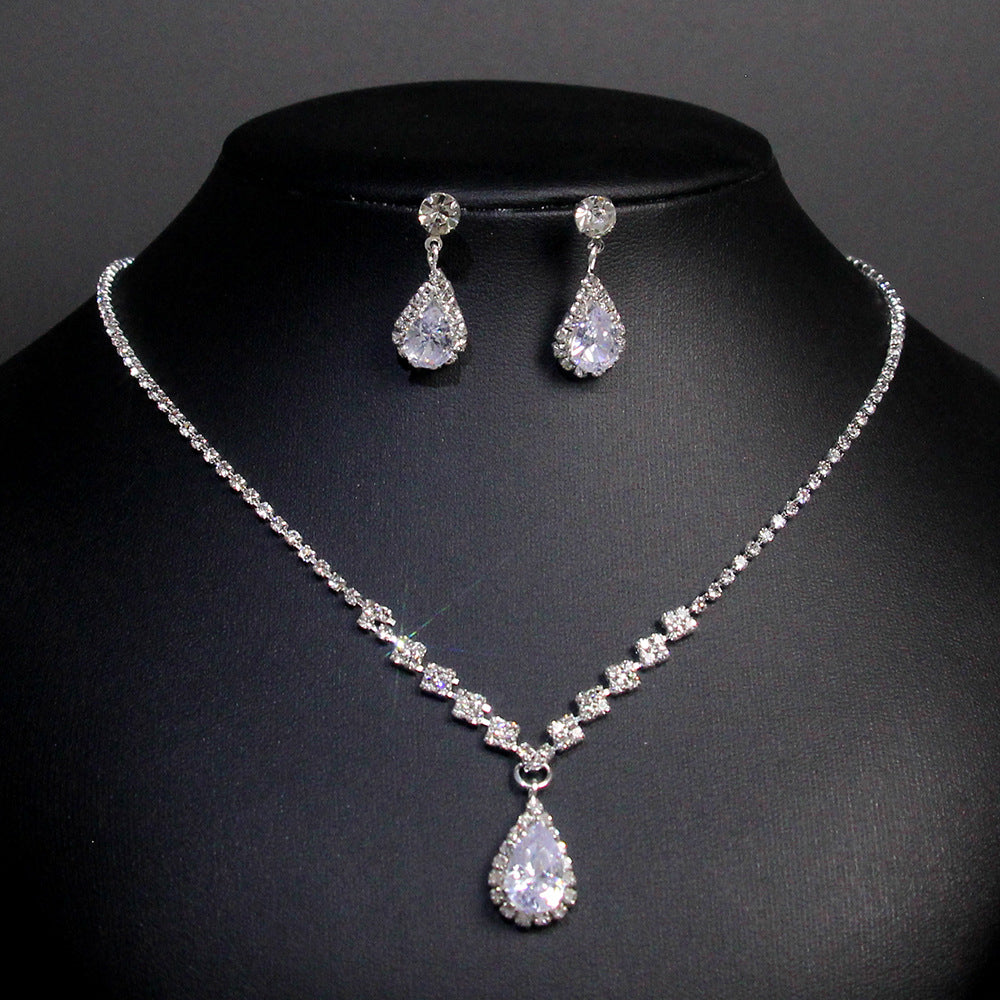 Bridal Fashion Rhinestone Water Drop Zircon Jewelry Set