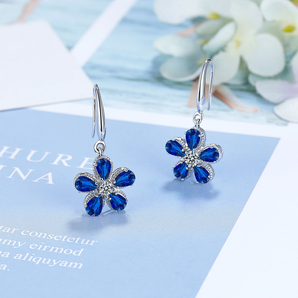 Women's Zircon Five Petal Flower Ear Clip Eardrops Elegant Personality Rings