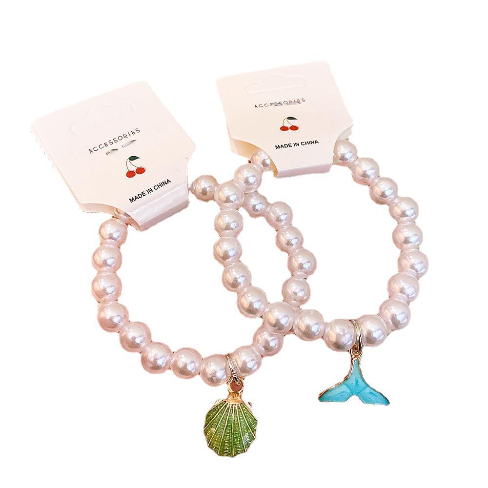 Children's Cartoon Pearl Princess Ocean Style Alloy Bracelets