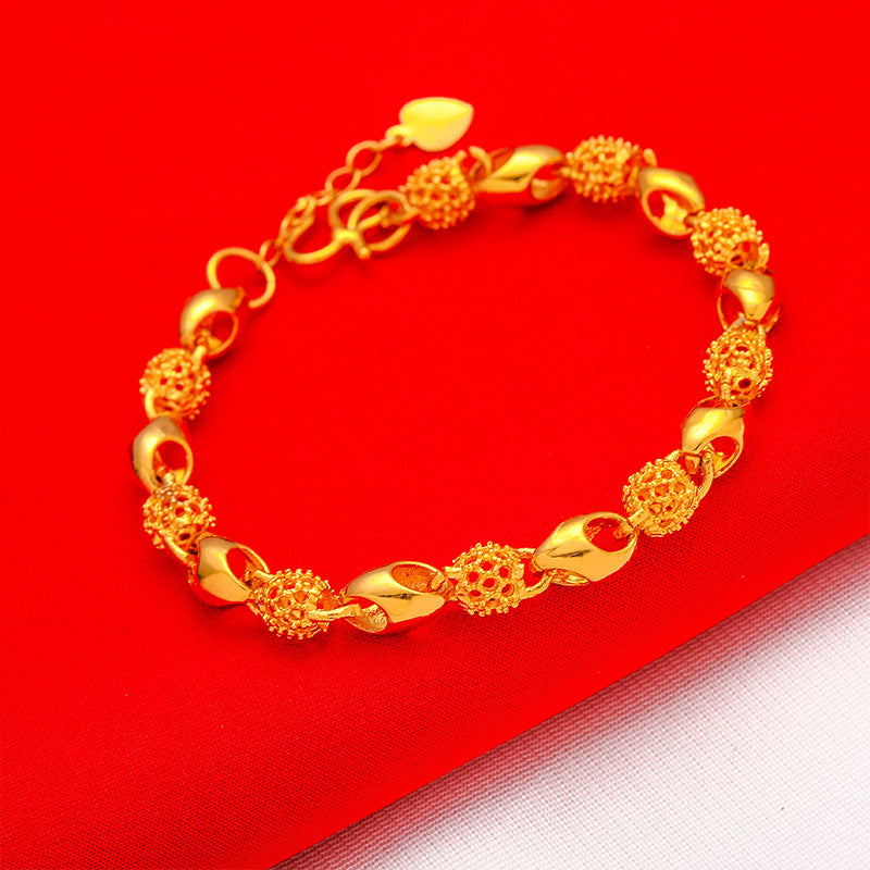 Women's Placer Gold Jewelry Hollow Exquisite Beads Bracelets