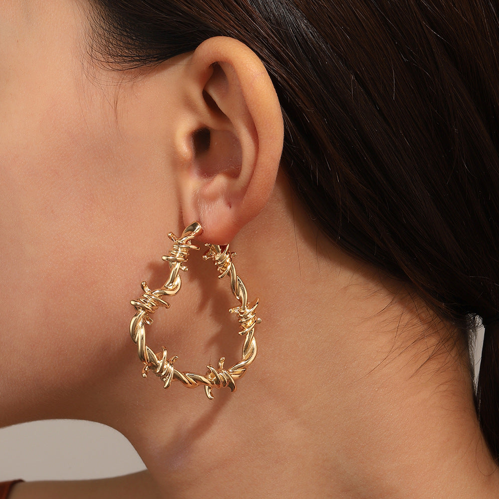 Style Retro Exaggerated Knotted Twisted Thorns Earrings