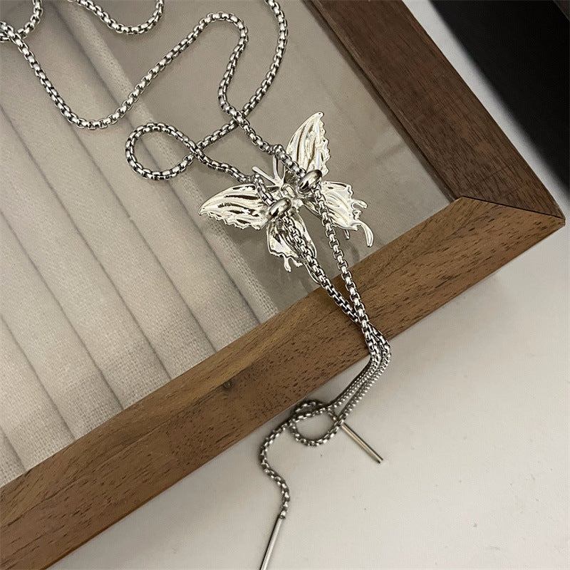 Women's Liquid Metal Zircon Butterfly Adjustable Graceful Necklaces