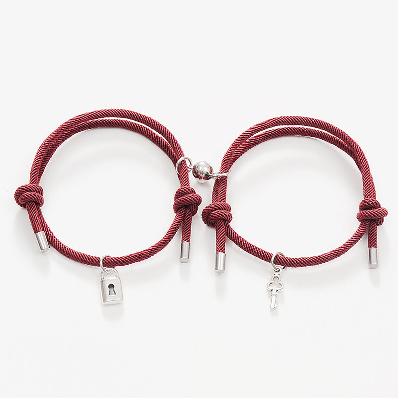 Women's & Men's & Key Lock Magnet Suction One Pair Of Lovers Bracelets