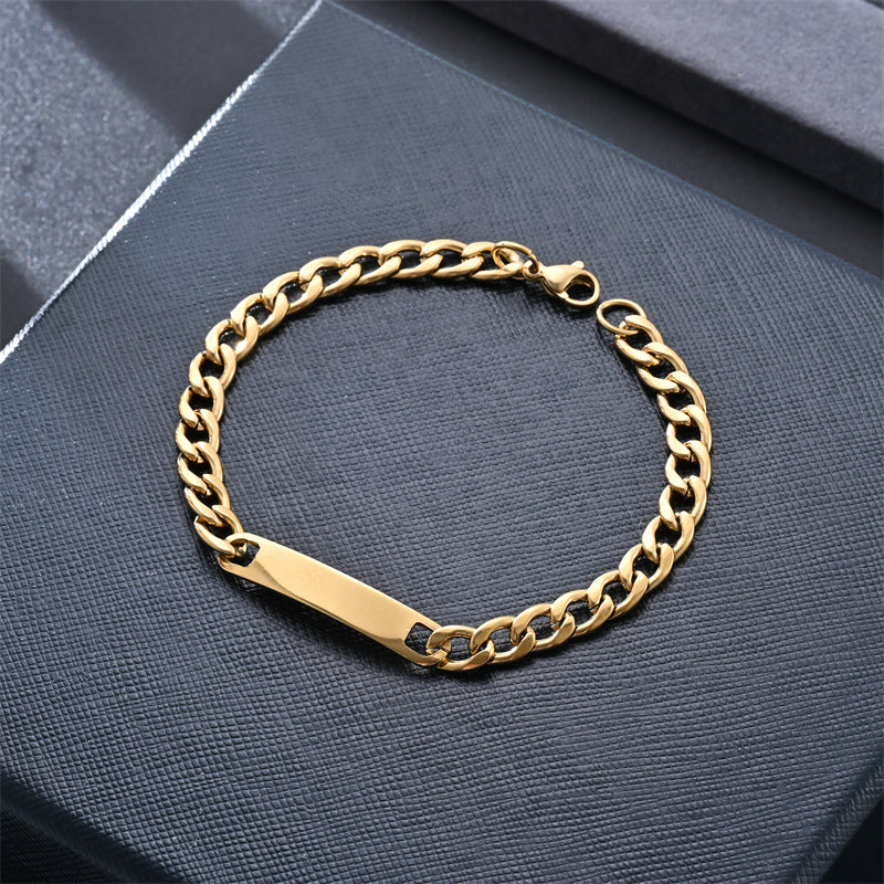 Women's & Men's Stainless Steel One-to-one Couple Curved Fashion Cuban Bracelet
