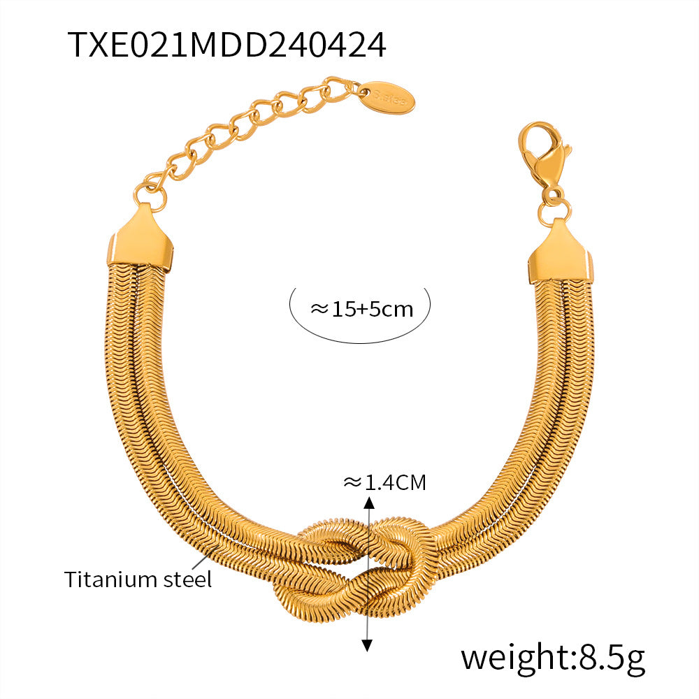Style Personalized Knot Design Double Layer Snake Bones Chain Titanium Jewelry Set