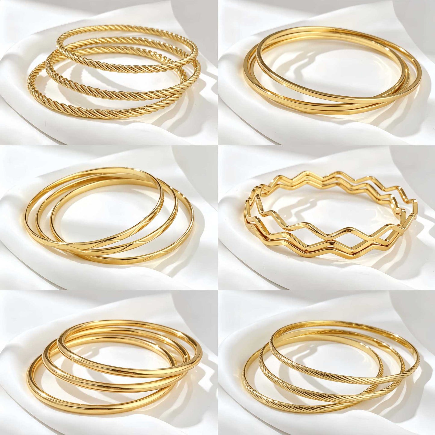 Stackable Stainless Steel Square Thread Twist Bracelet