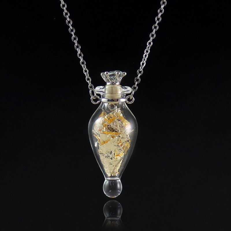 Transparent Heart-shaped Colored Glaze Perfume Essential Necklaces